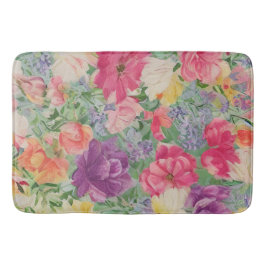 Alfombrilla De Baño Collage de flor acuática en los hongos de verano