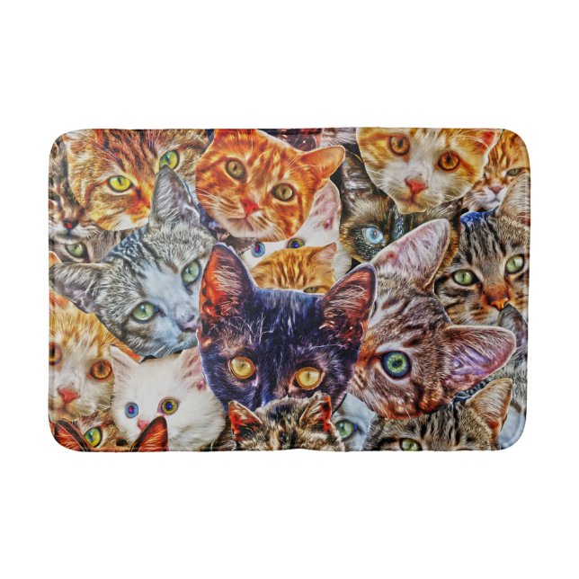 Alfombrilla De Baño Collage de gato colorido (Anverso)