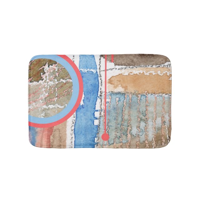 Alfombrilla De Baño collage del arte abstracto, técnicas mixtas y (Anverso)