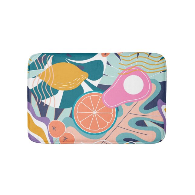 Alfombrilla De Baño Collage exótico y moderno de la jungla. (Anverso)