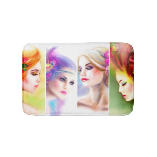 Alfombrilla De Baño Collage facial de Mujer Hermosa (Anverso)
