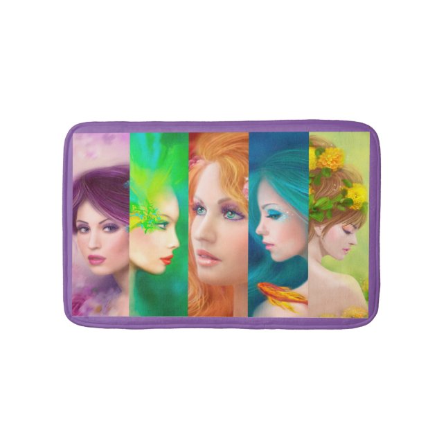 Alfombrilla De Baño Collage facial de Mujer Hermosa (Anverso)