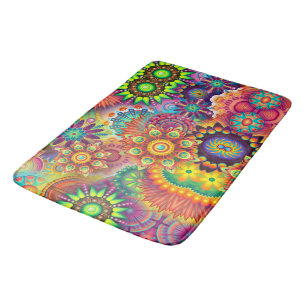 Alfombrilla De Baño Collage Floral Mandala Psicodélico
