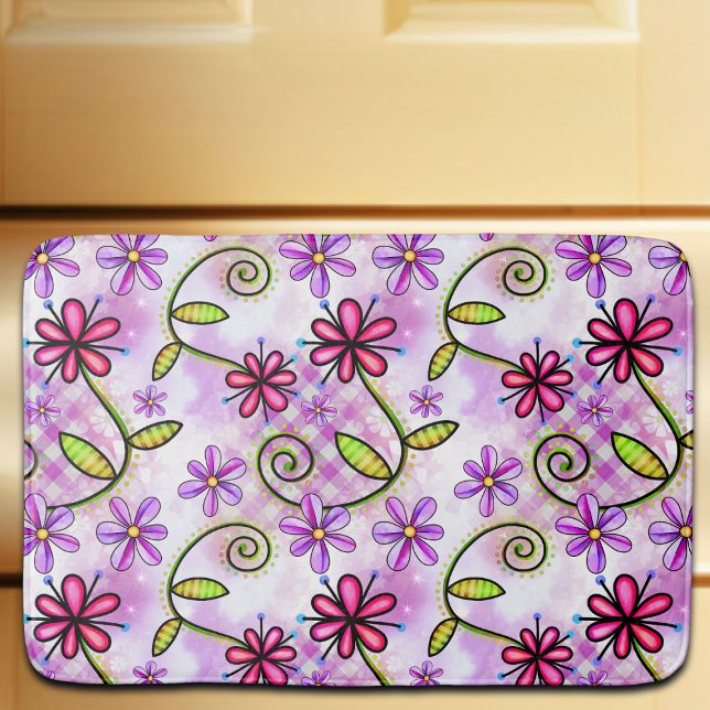 Alfombrilla De Baño Collage holográfico de arcoiris floral (Subido por el creador)