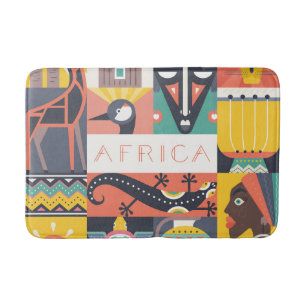 Alfombrilla De Baño Collage simbólico africano del arte