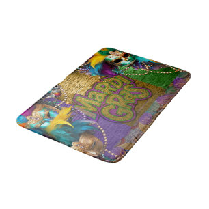 Alfombrilla De Baño Collares de perlas de SlipperyJoe's Mardi Gras dob
