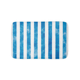 Alfombrilla De Baño Color de agua azul moderno rayado blanco