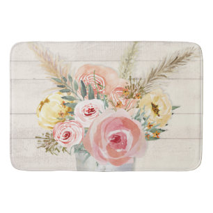 Alfombrilla De Baño Color de agua de la madera Moda arbórea rosa pamp
