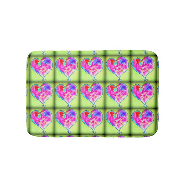 Alfombrilla De Baño color rosa patrón verde (Anverso)