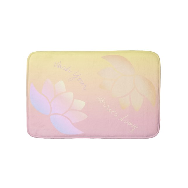 Alfombrilla De Baño Color rosa y amarillo Lotus Fade (Anverso)