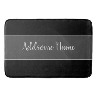 Alfombrilla De Baño Color sólido moderno básico negro monogramado