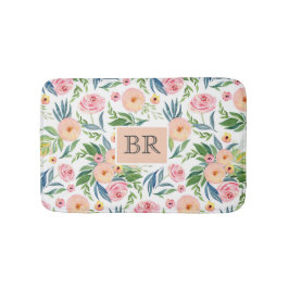 Alfombrilla De Baño Colores acuáticos de moda, peonatos rosa y melocot