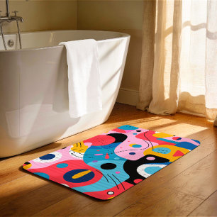 Alfombrilla De Baño Colores brillantes formas caprichosas geométricas 