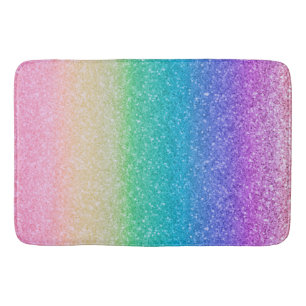 Alfombrilla De Baño Colores de Arcoíris Brillo Destello Femenino Glam 