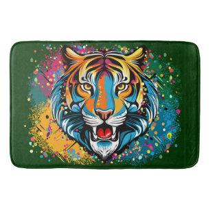 Alfombrilla De Baño Colores de arcoíris de cabeza de tigre pintan manc