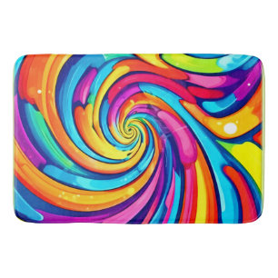 Alfombrilla De Baño Colores de natación, espiral psicodélica, caos col