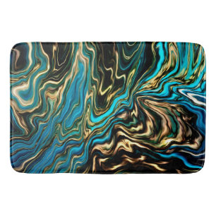 Alfombrilla De Baño Colores Fluidos Mármol Oro Aqua Mat