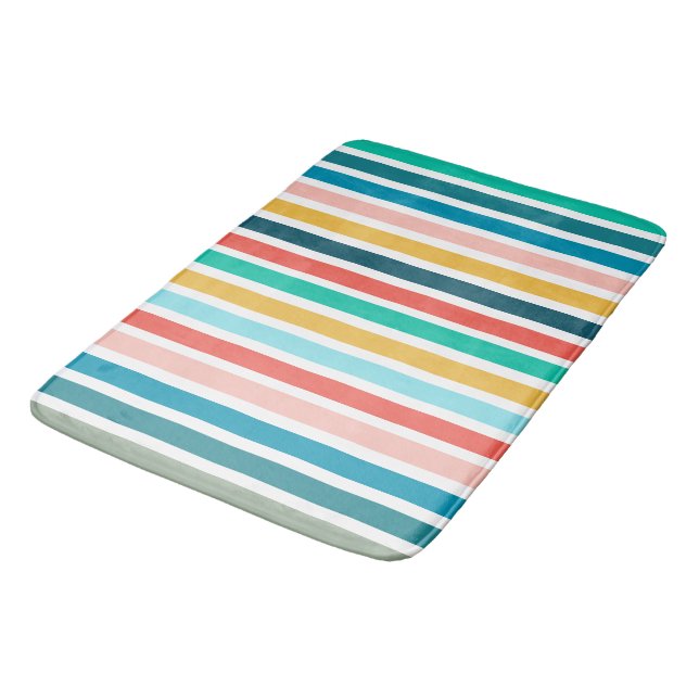 Alfombrilla De Baño Colores modernos de verano en rayas verticales (Angular)