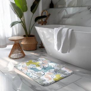 Alfombrilla De Baño Colores pasteles Hojas de palma y formas orgánicas