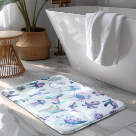 Alfombrilla De Baño Colores pasteles patrón de animales marinos