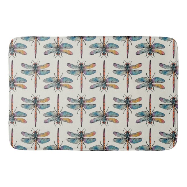 Alfombrilla De Baño Colorful Dragonfly Pattern (Anverso)