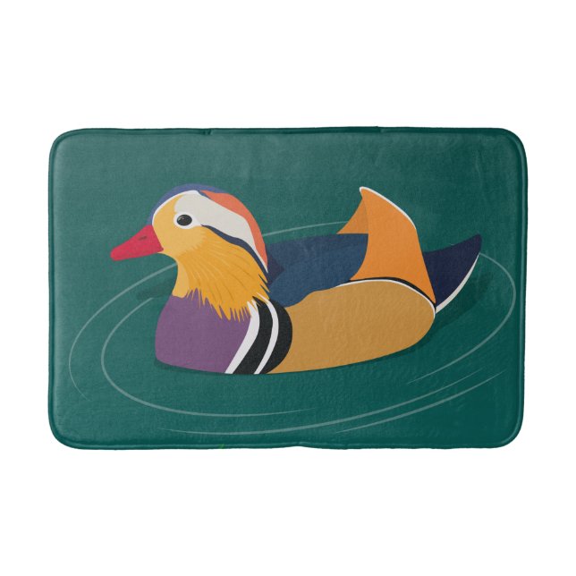 Alfombrilla De Baño Colorful Mandarin Duck Modern Digital Art (Anverso)