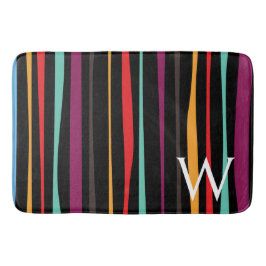 Alfombrilla De Baño Colorful stripes custom monogram Bath Mat