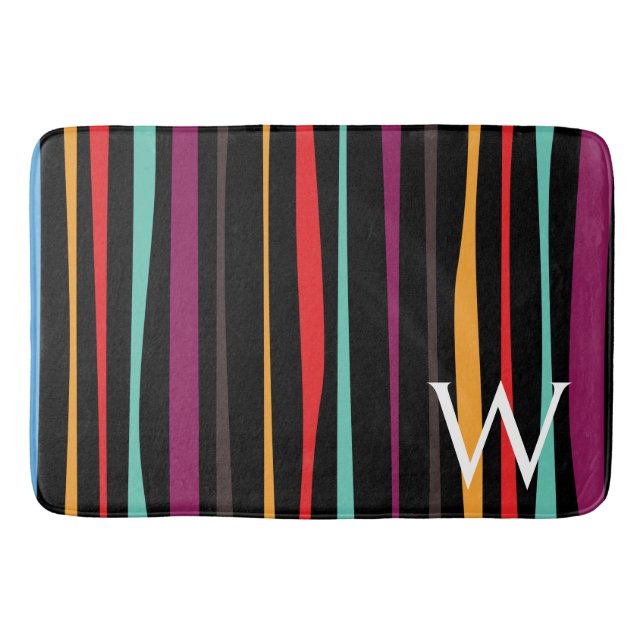 Alfombrilla De Baño Colorful stripes custom monogram Bath Mat (Anverso)