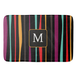 Alfombrilla De Baño Colorful stripes custom monogram Bath Mat