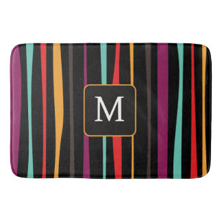 Alfombrilla De Baño Colorful stripes custom monogram Bath Mat