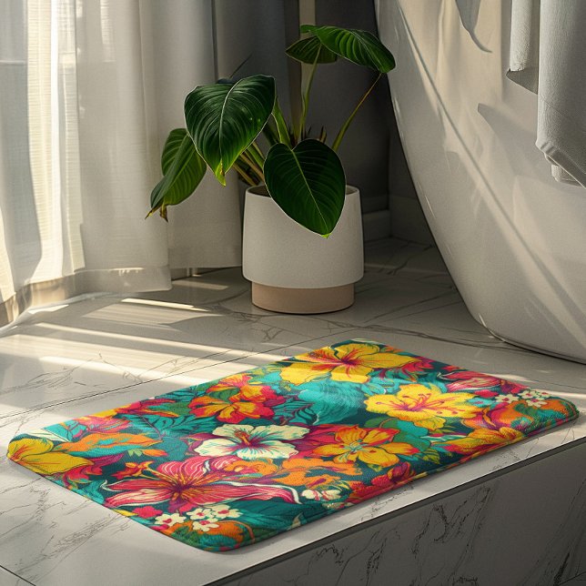 Alfombrilla De Baño Colorful Tropical Flowers Pattern (Subido por el creador)