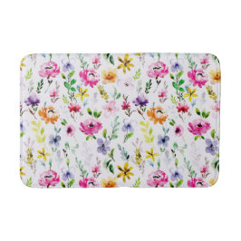 Alfombrilla De Baño Colorida acuarela Pastel Flores Bath Mat