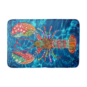 Alfombrilla De Baño Colorida Mat de Baño de Lobster Rojo