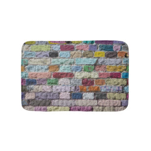 Alfombrilla De Baño Colorida textura de pared de ladrillo pintado
