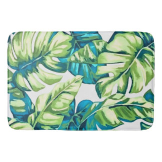 Alfombrilla De Baño Coloridas hojas tropicales de Banana y Monstera
