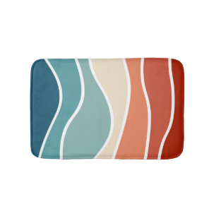 Alfombrilla De Baño Coloridas olas de estilo retro