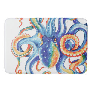 Alfombrilla De Baño Colorido arte de la acuarela del pulpo