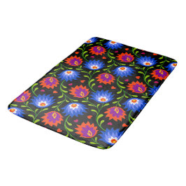 Alfombrilla De Baño Colorido Estilo Mexicano Patrón Floral Elegante Ne