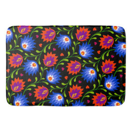 Alfombrilla De Baño Colorido Estilo Mexicano Patrón Floral Elegante Ne