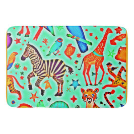 Alfombrilla De Baño Colorido reino animal salvaje de las maravillas