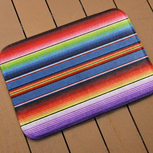 Alfombrilla De Baño Colorido serape arcoiris mexicano