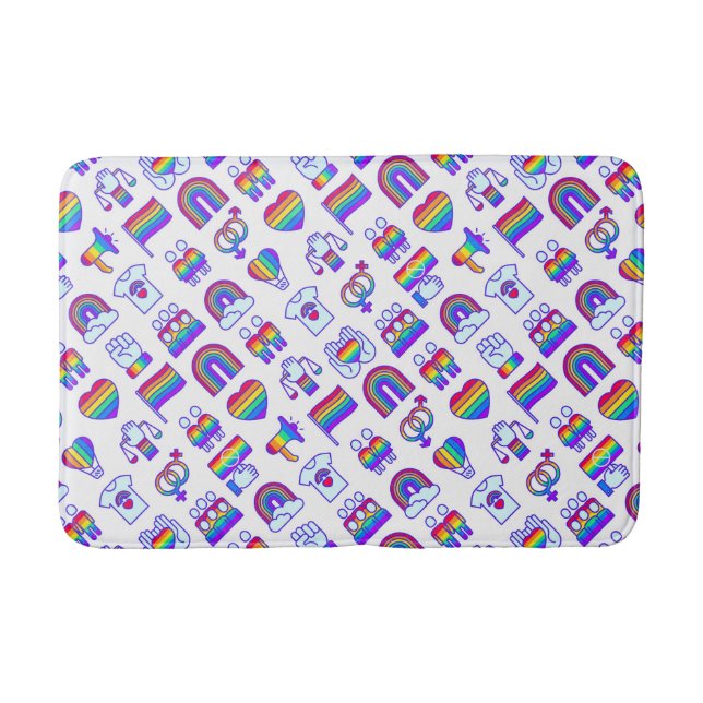 Alfombrilla De Baño Coloridos patrones de iconos arco iris (Anverso)