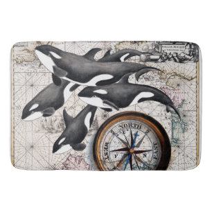 Alfombrilla De Baño Compás náutico de la orca