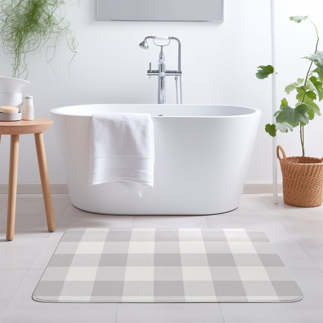 Alfombrilla De Baño Comprobación de búfalo gris | Casa de campo modern (Subido por el creador)