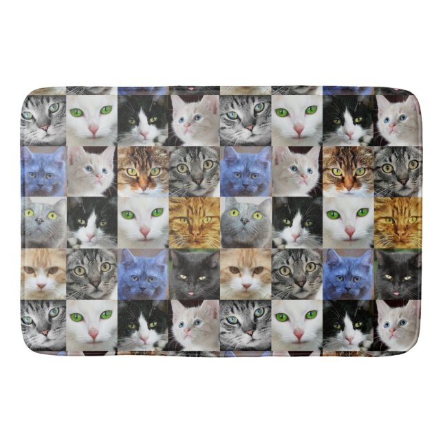 Alfombrilla de baño con collage de caras de gatito (Anverso)