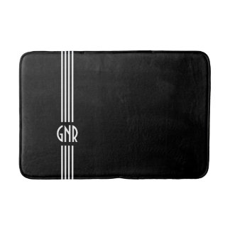 Alfombrilla De Baño ~ con monograma Deco blanco y negro