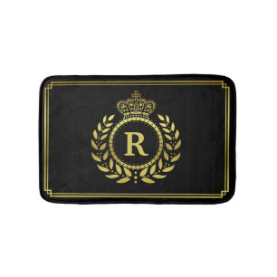 Alfombrilla De Baño Con monograma real del laurel del oro de la corona