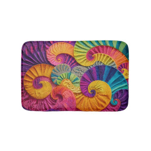Alfombrilla De Baño Conchas Cromáticas: Mosaico Espiral Vibrante