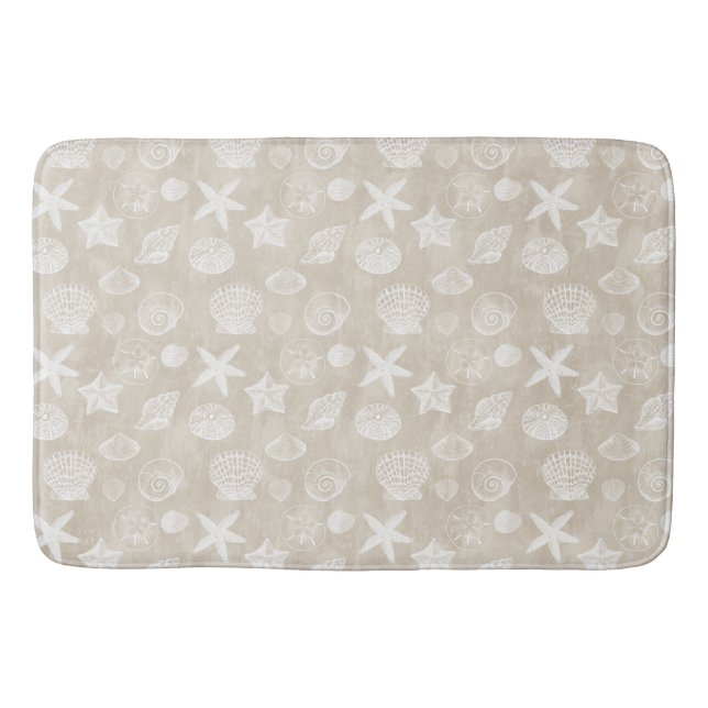 Alfombrilla De Baño Conchas de la playa blanca crema beige (Anverso)