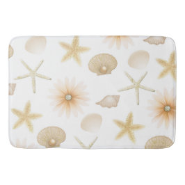 Alfombrilla De Baño Conchas y Flores de Peach Beach Glamour Moderno